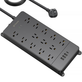 TROND front view of 13-outlet power strip showing layout and build quality for organized charging