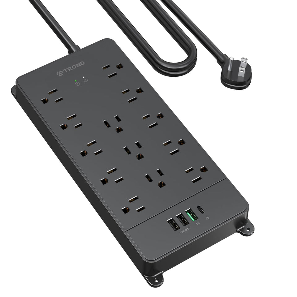TROND front view showing 13 outlets and USB ports for versatile charging