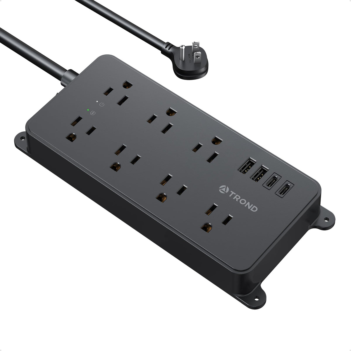 TROND front view showing seven spaced AC outlets and overall layout for neat charging