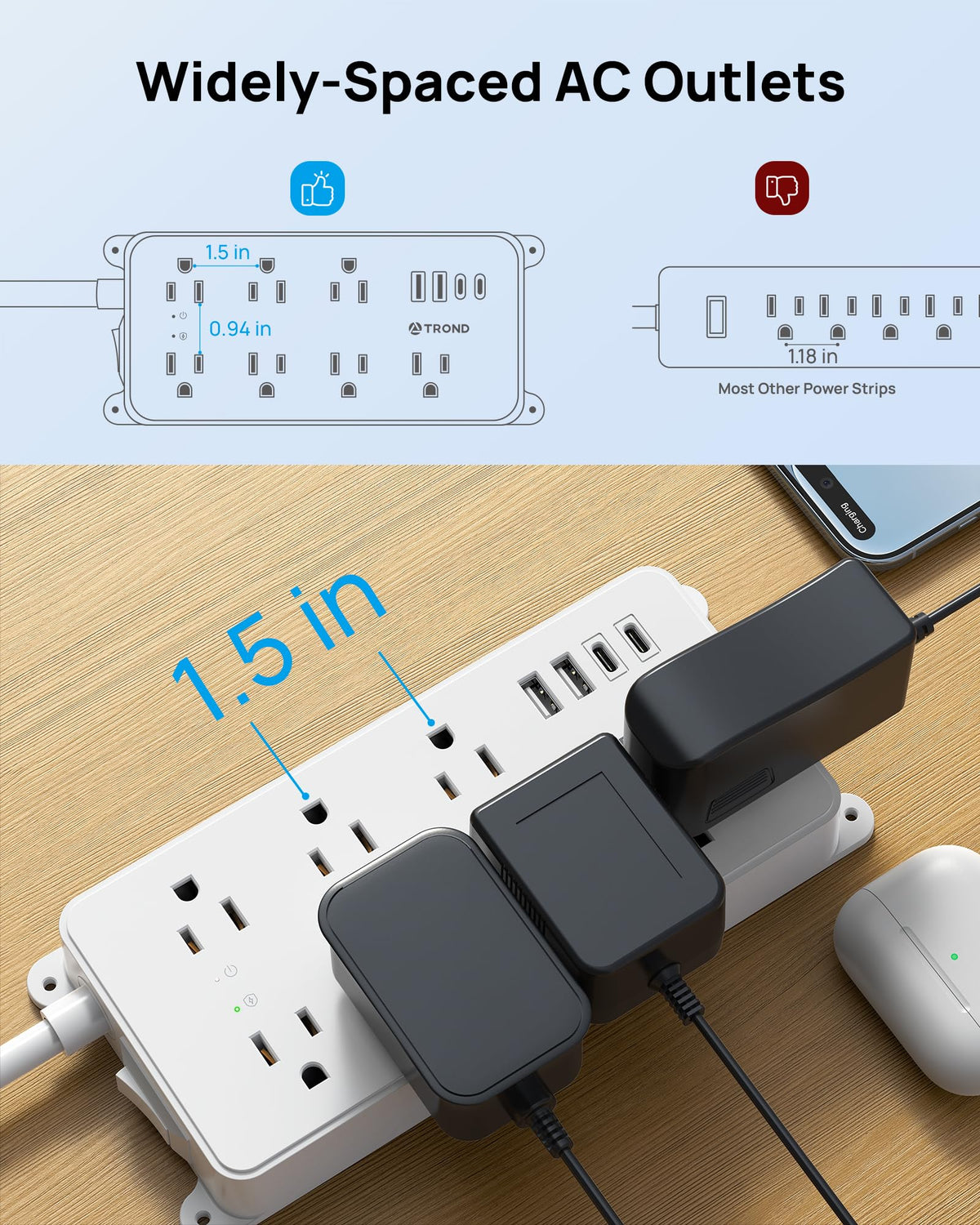TROND powering laptop and phone in a home office to streamline device charging