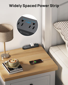 TROND lifestyle home office setup with strip in use for clutter-free desk charging