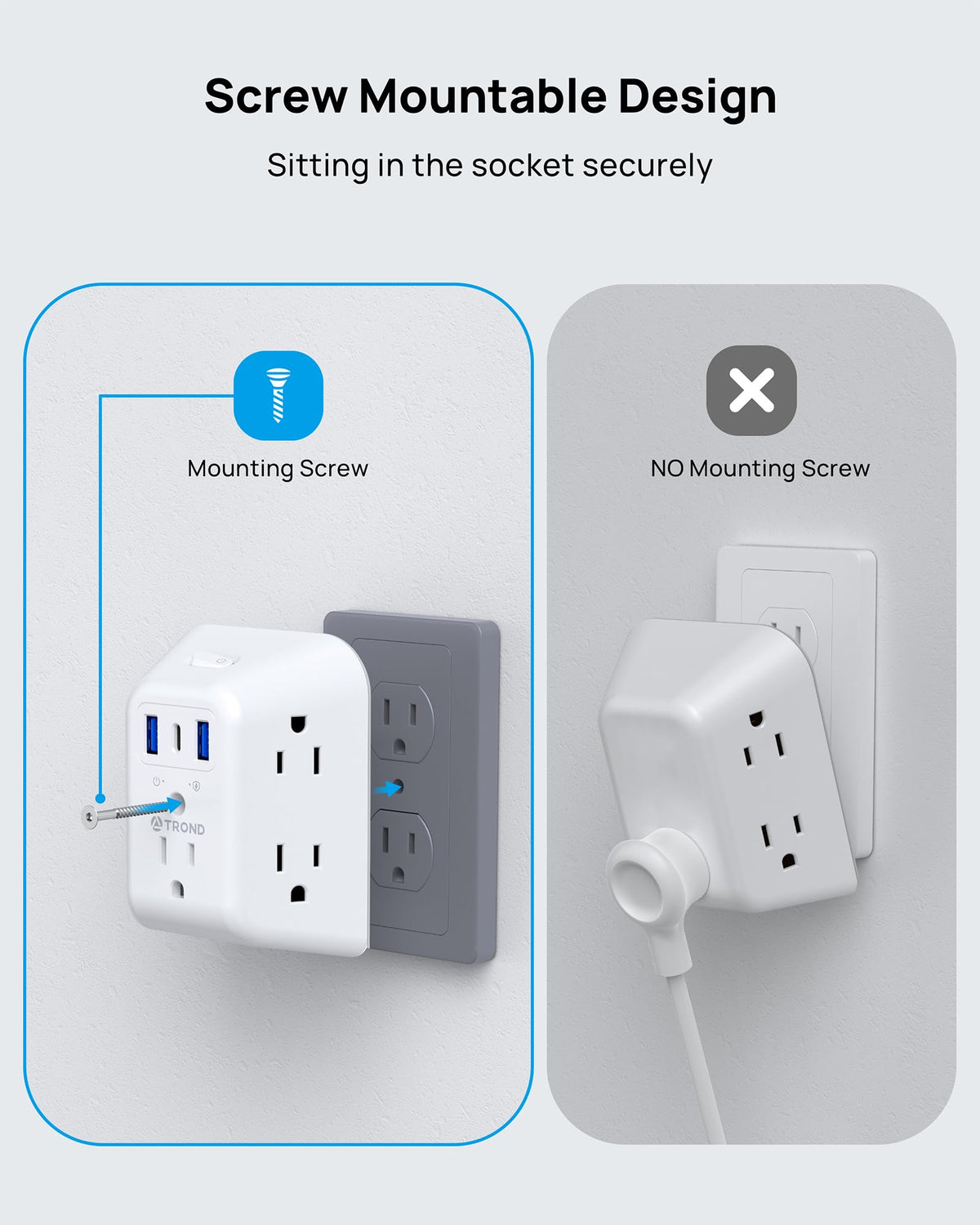 TROND multi plug outlet-on-off-switch provides simple power control.