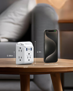 TROND multi plug outlet-surge-protection-1440j guards devices against voltage spikes.