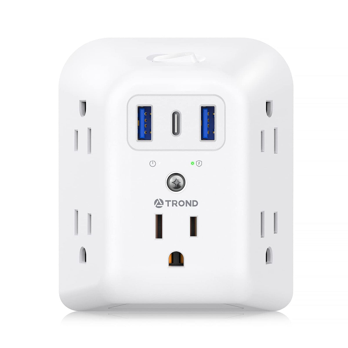 TROND multi plug outlet extender with 5 outlets for organized desk power.