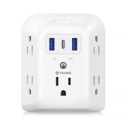 TROND multi plug outlet extender with 5 outlets for organized desk power.