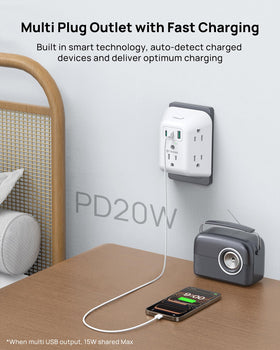 TROND 5-ac outlets layout helps minimise crowding and fit large adapters.