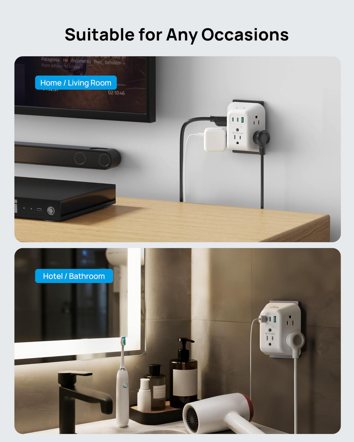 TROND compact design fits desks, dorms, and offices for organized charging.