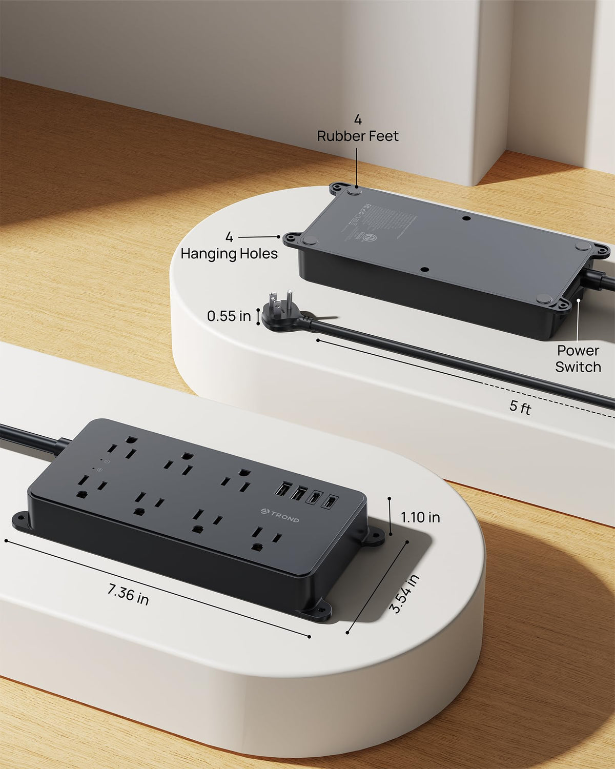 TROND packaging label image showing ETL listing and 1700J surge protection benefits