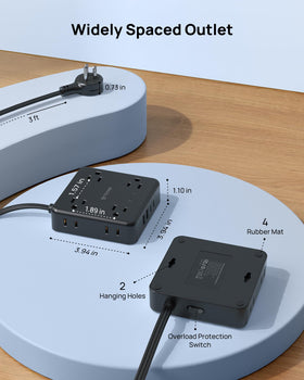 TROND Compact 3 ft cord fits under desks and behind furniture.