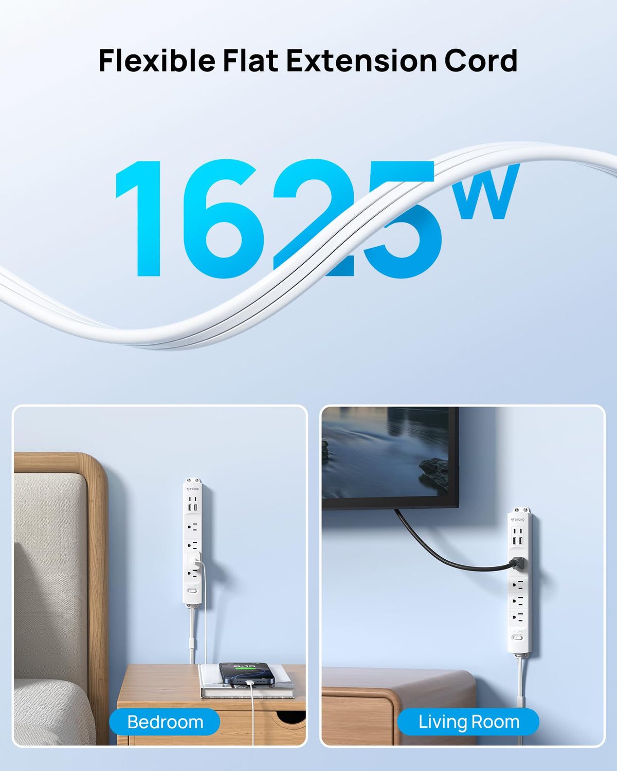 TROND flat-profile design fits flush against walls