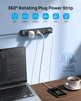 TROND power strip showing four widely spaced AC outlets