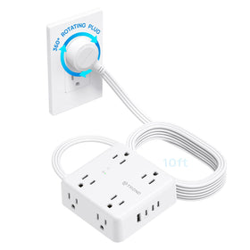 TROND front view showing eight outlets and USB ports, organized charging benefit