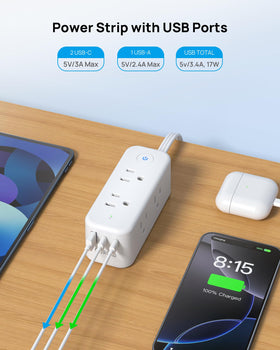 TROND power strip USB-C and USB-A charging station powers multiple devices at once