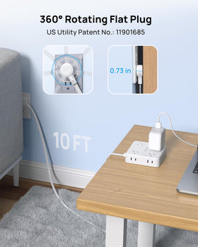 TROND rotating flat plug detail demonstrating low-profile wall fit benefit
