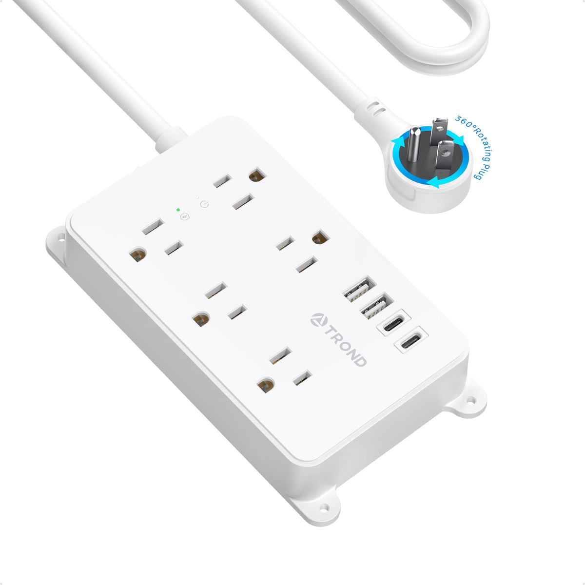 TROND front view showing five outlets and four USB ports for versatile charging