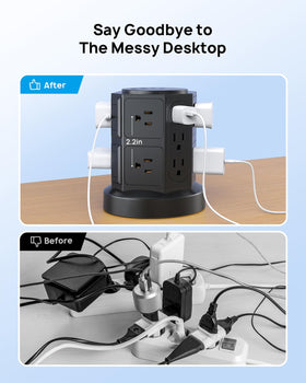 TROND side view highlighting widely spaced outlets to fit bulky adapters