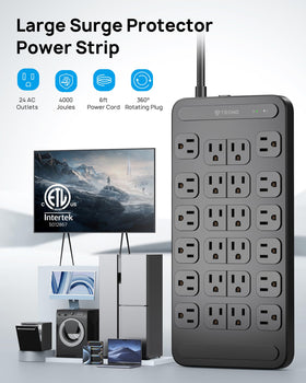 TROND Surge Protector suitable for gaming, office, and dorm setup.