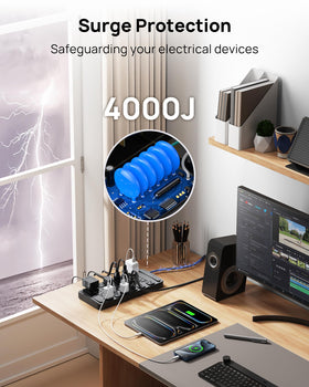 TROND Surge Protector with heavy-duty 6ft cord for reliable power delivery.