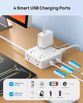TROND 45-degree right-angle plug eases outlet access behind furniture.