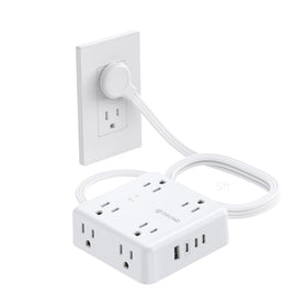 TROND Surge Protector Power Strip with 8 outlets and 4 USB ports for desk charging.