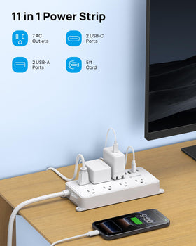 TROND protected indicator LED lit, confirms surge protection is active for devices
