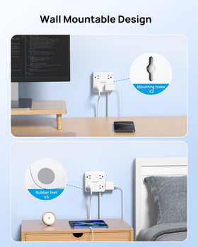 TROND surge protection 1440 joules safeguards devices from power surges.