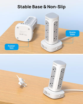 TROND surge protector tower ideal for dorm or home office setup