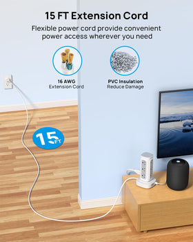 TROND surge protector tower vertical design saves desk space