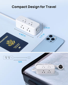 TROND 10ft flat cord enables flexible placement in rooms and offices.