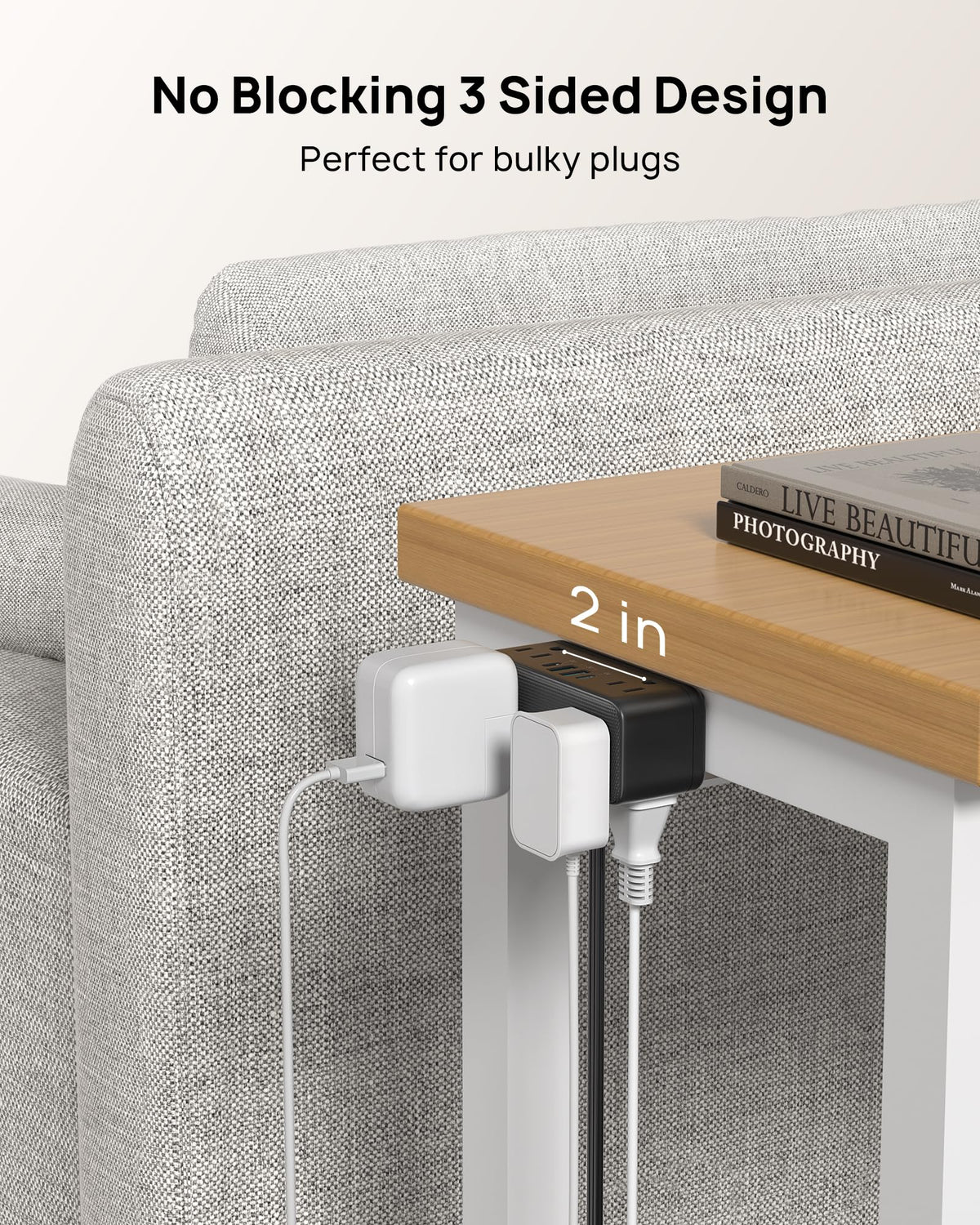 TROND top view displaying six outlets and four USB ports for versatility