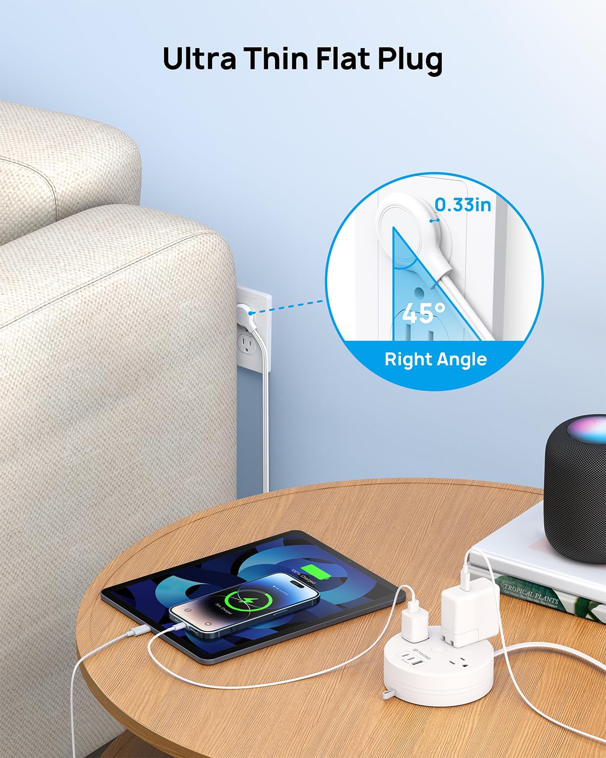 TROND cruise ship ready power strip with no surge protection for onboard use.