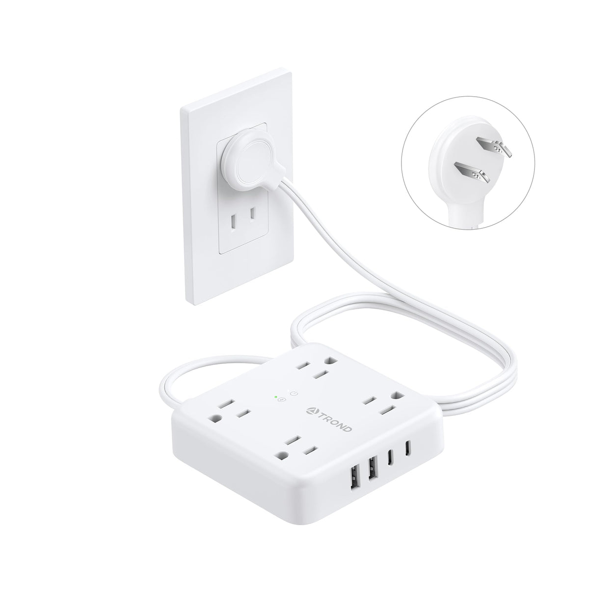 TROND two-prong to three-prong outlet adapter enabling safe three-prong connections