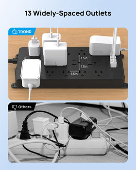 TROND mounted under a desk with screws, saving desktop space and reducing clutter