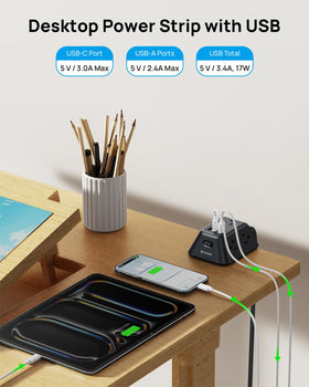 TROND usb and ac ports closeup showing combined USB-C and USB-A convenience
