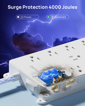 TROND USB-C ports and power switch detail for fast device charging and easy on/off control
