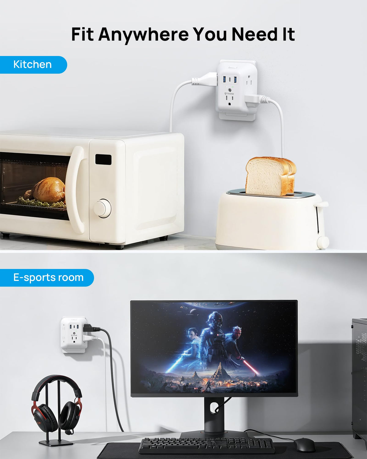 Ideal for non-grounded sockets in older homes and hotel rooms