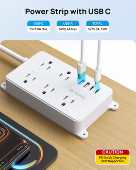 TROND widely spaced outlets top view allowing large adapters without blocking
