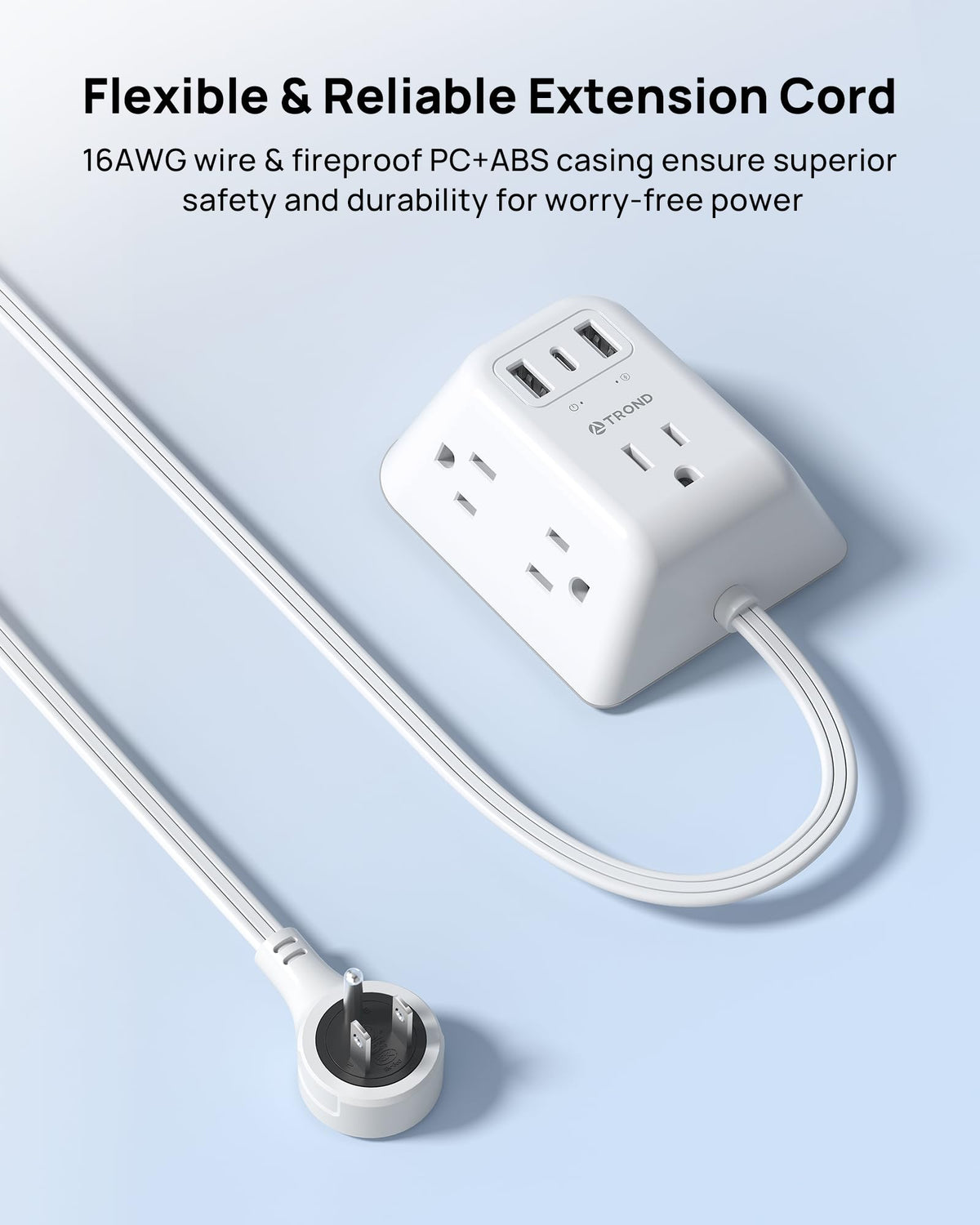 TROND widely spaced outlets preventing adapter crowding