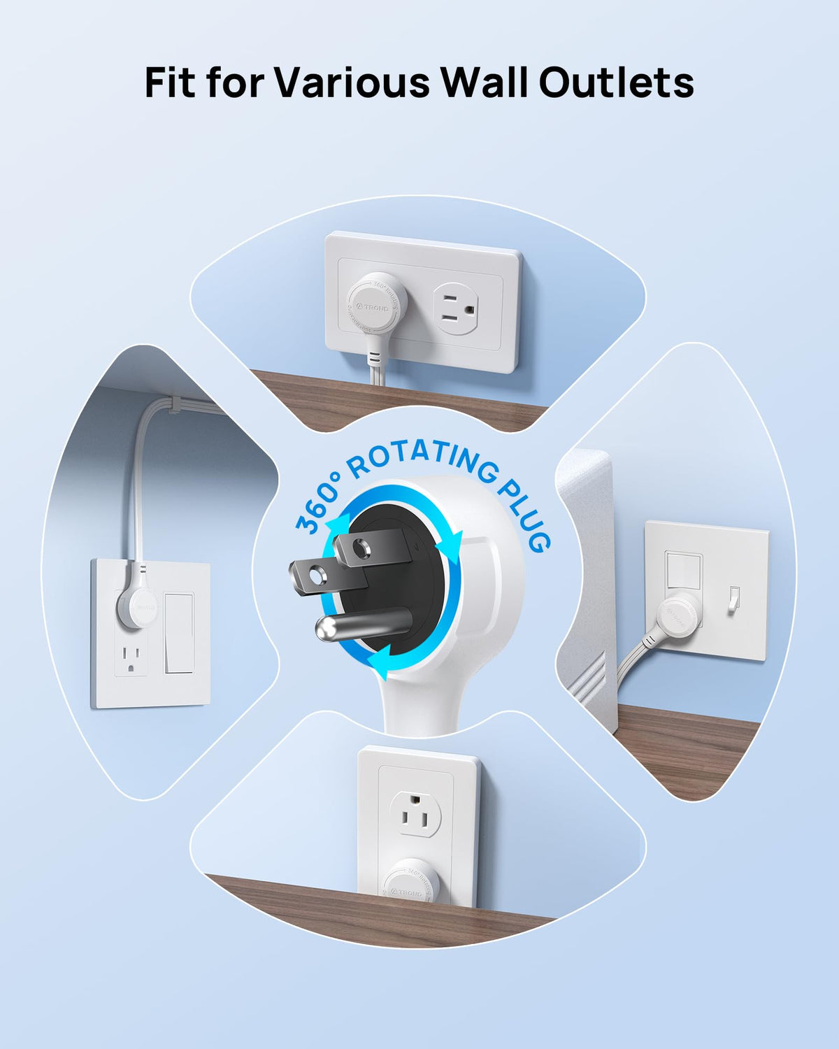 TROND mounted on nightstand clearing tabletop clutter and powering bedside devices