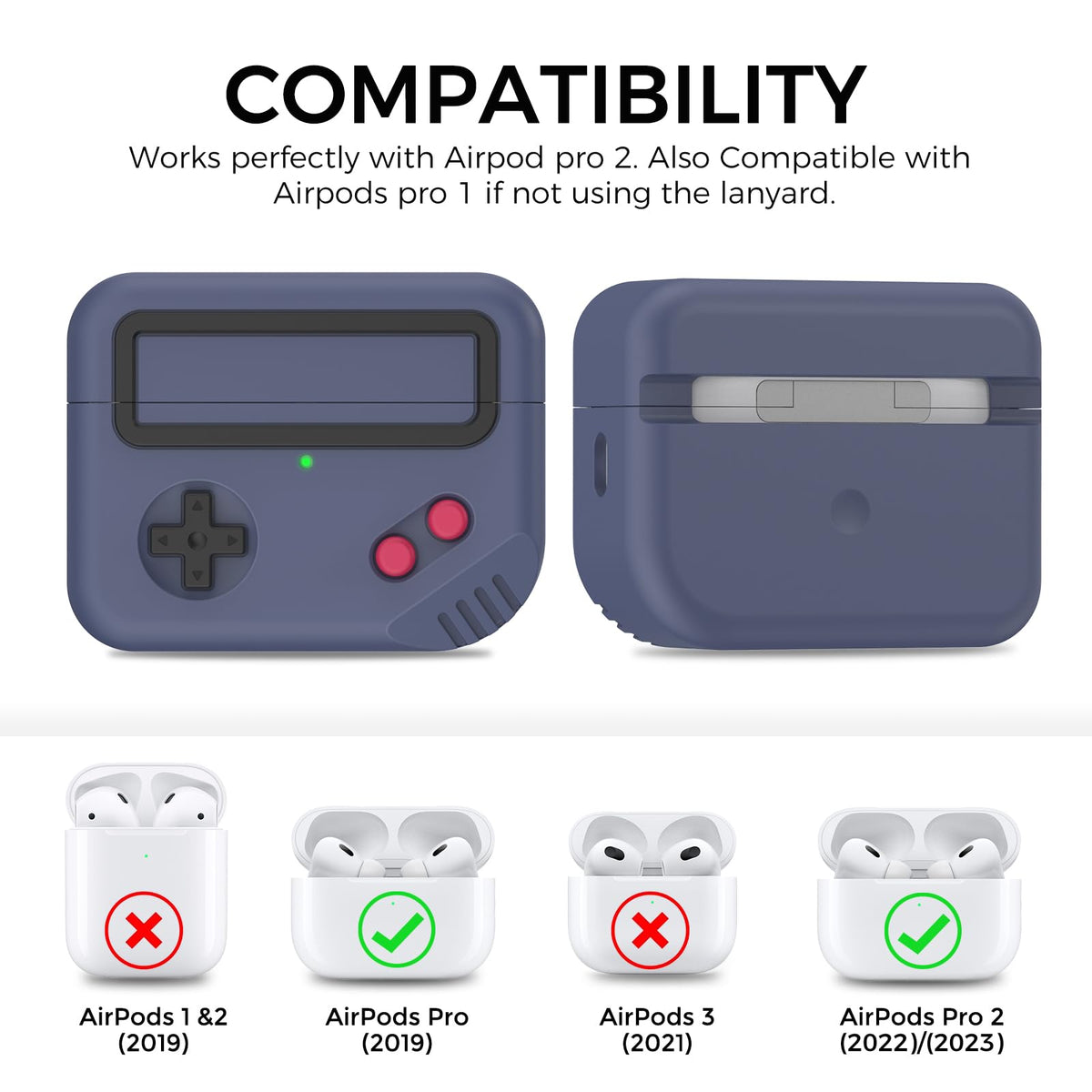 TRONWIN AirPods Pro 2 case shows front LED during charging.