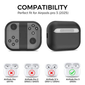 TRONWIN AirPods Pro 3 case grey side view, durable protection on the go.