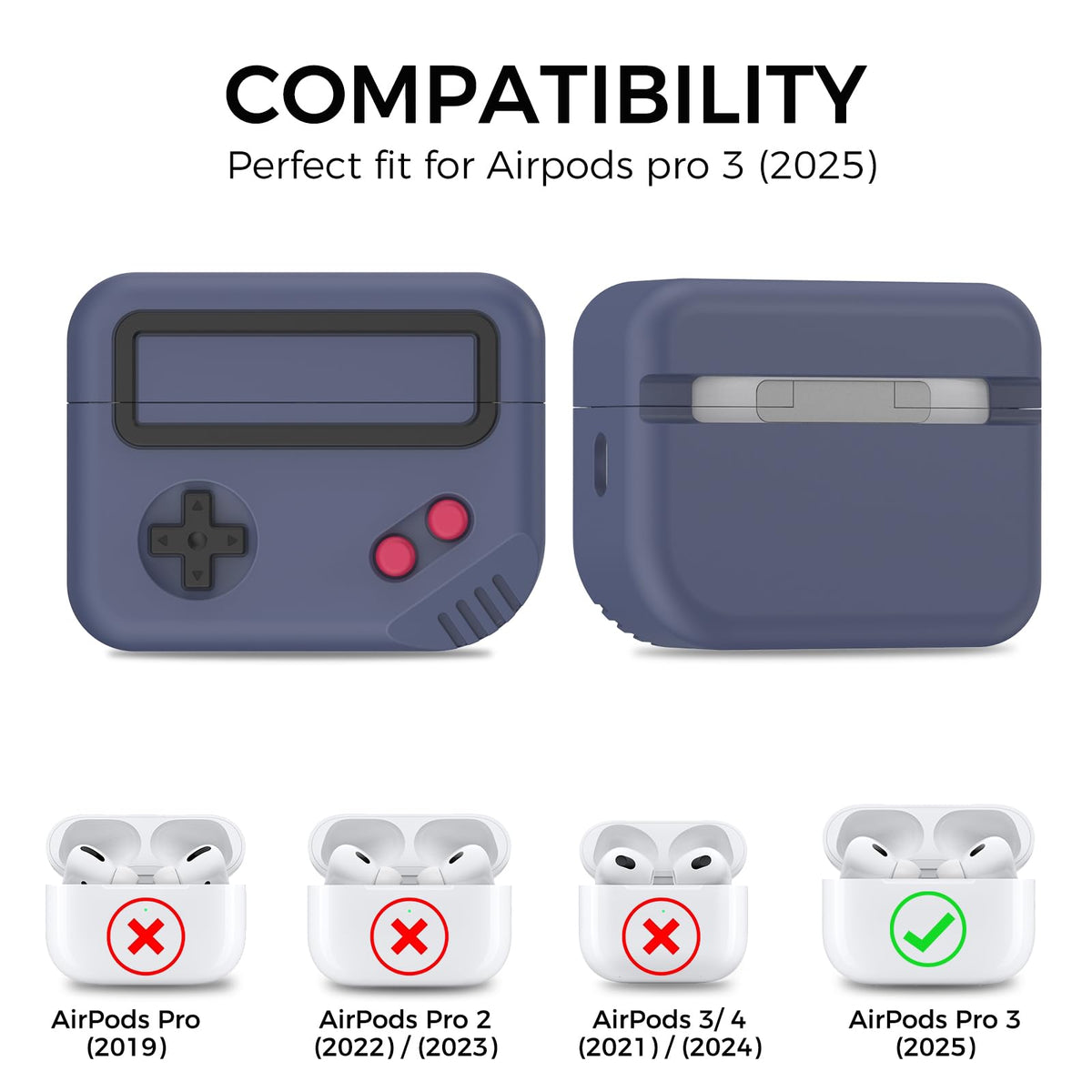 TRONWIN AirPods Pro 3 case Midnight Blue back view shields charging port from dirt
