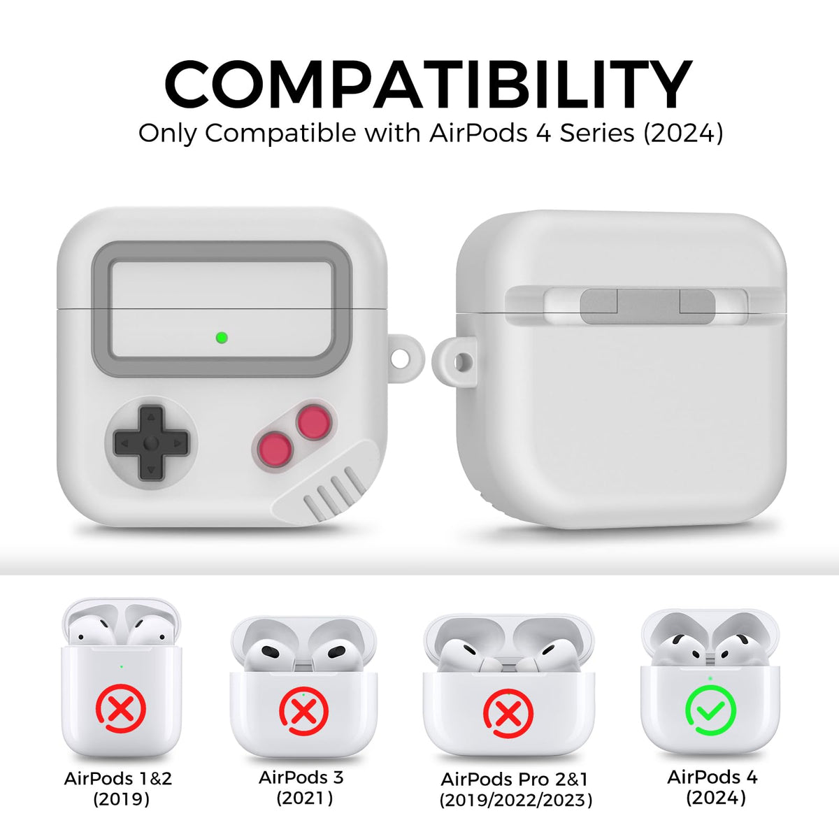 TRONWIN AirPods 4 case back view showing silicone texture and durability.
