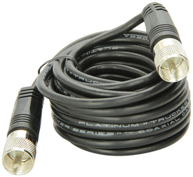 TruckSpec 18' coax with PL-259 connectors showing secure fit and weather protection