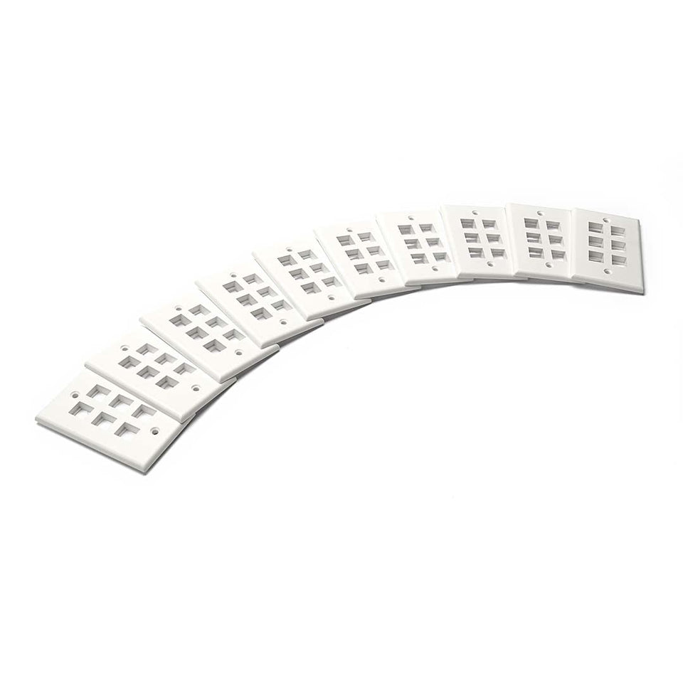 TRUE CABLE 6-port keystone wall plate matte white for clean installations