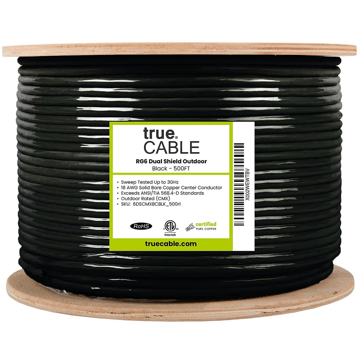 TRUECABLE RG6 direct burial PE jacket protects signal in harsh weather
