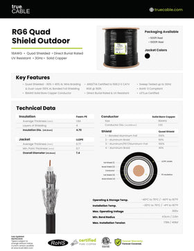 TRUECABLE 18 AWG bare copper conductor maintains signal integrity.