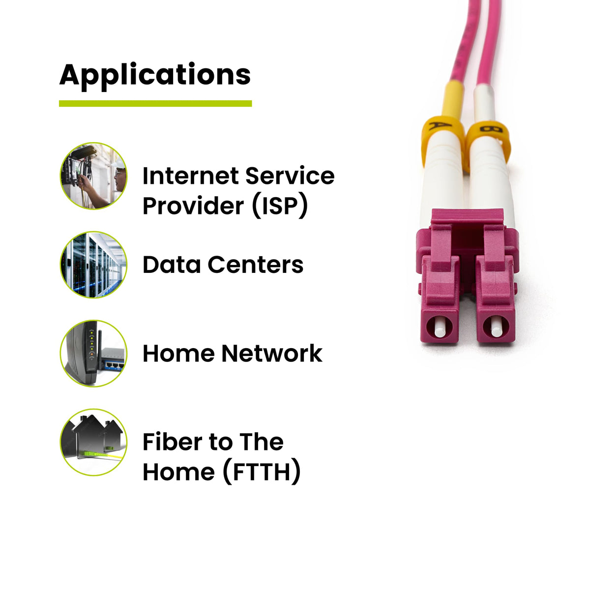 TRUE CABLE violet jacket with printed label for quick identification and route tracking