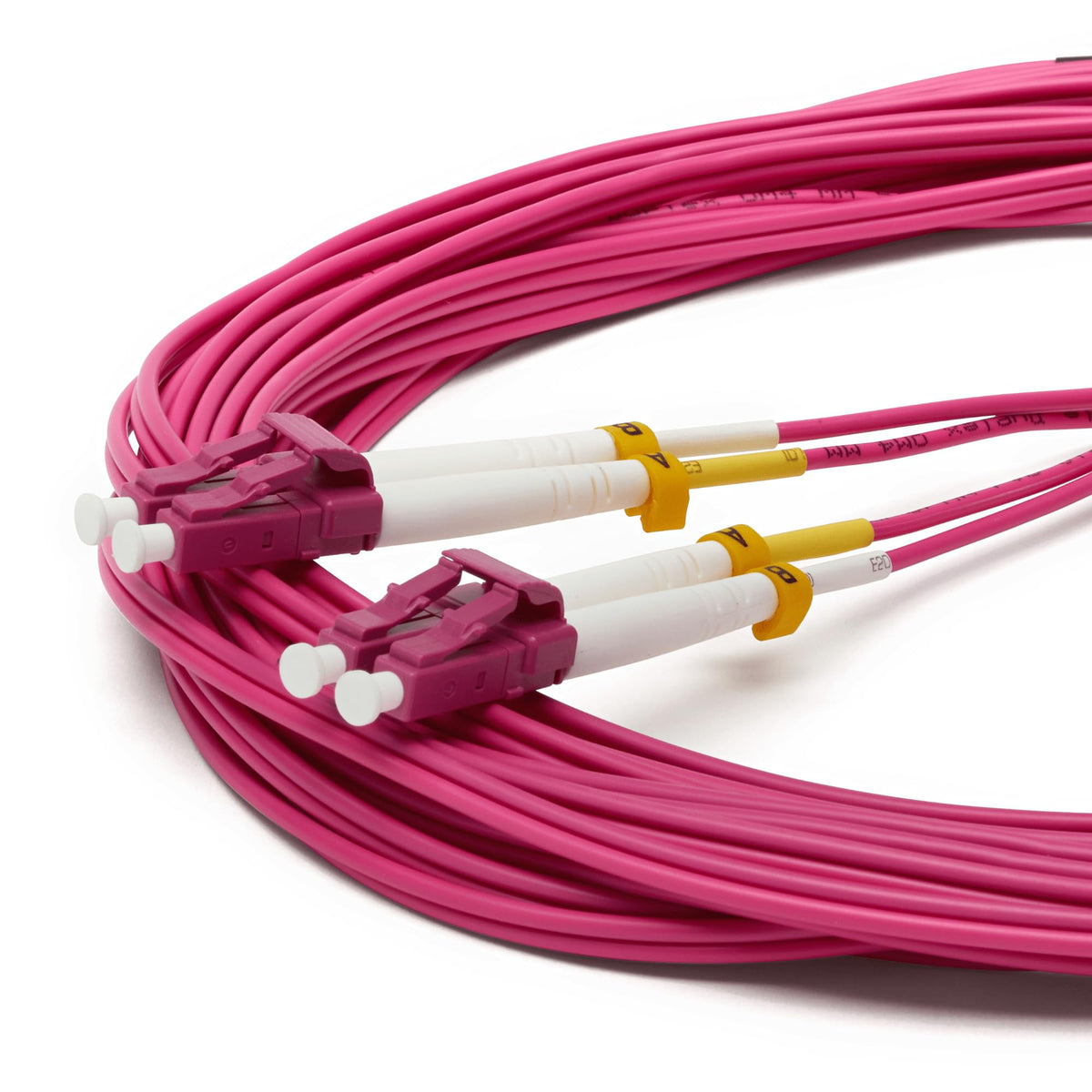 TRUE CABLE front LC connectors showing duplex plug and secure fit for reliable links