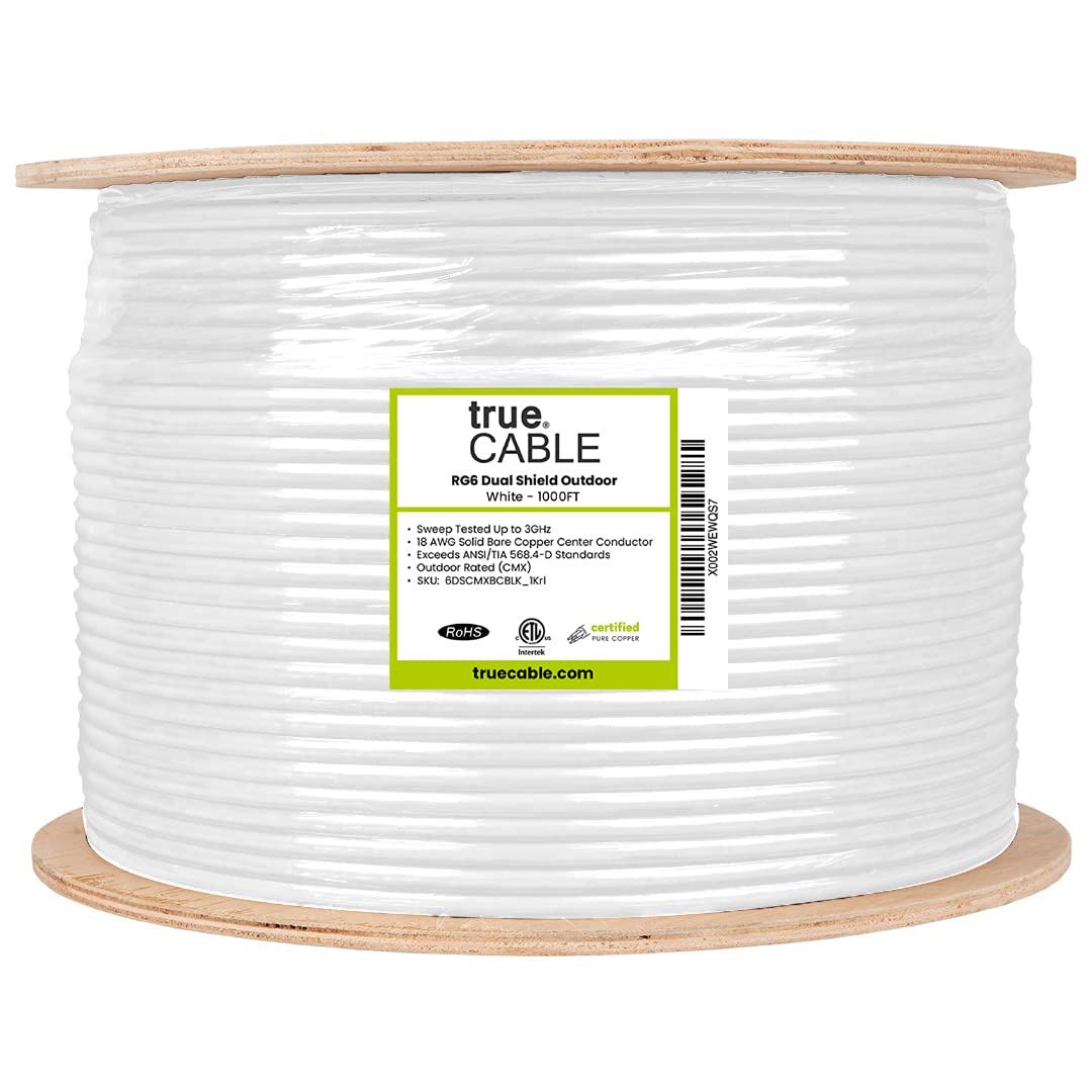 TRUECABLE RG6 shield detail highlighting braid and foil for strong interference resistance